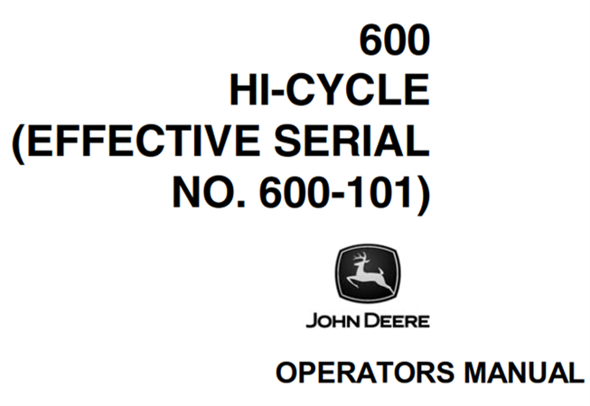John Deere 600 Hi-Cycle Operator's Manual