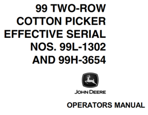 John Deere 99 Two-Row Cotton Picker Operator's Manual
