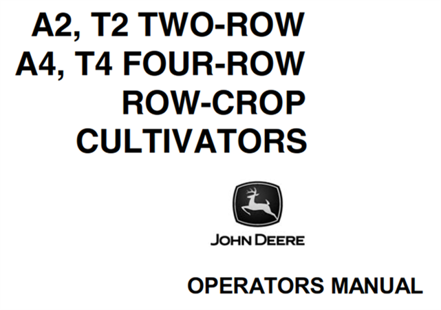 John Deere A2, T2 Two-Row, A4, T4 Four-Row Row-Crop Cultivators