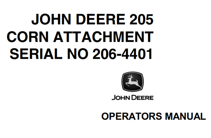 John Deere 205 Corn Attachment Operator's Manual