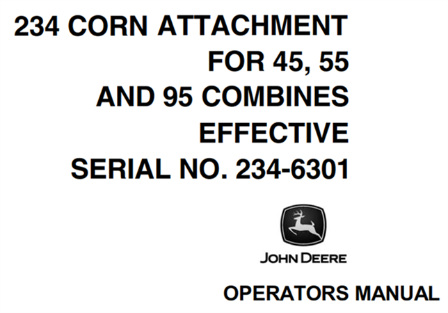 John Deere 234 Corn Attachment For 45, 55 & 95 Combines