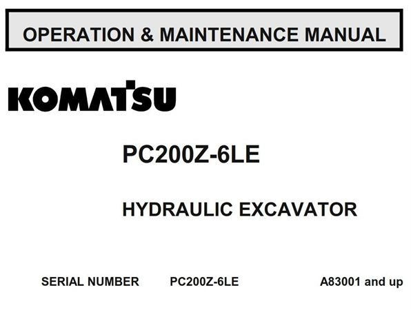 Komatsu PC200Z-6LE Hydraulic Excavator Operation & Maintenance Manual