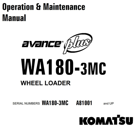 Komatsu WA180-3MC Wheel Loader Operation & Maintenance Manual