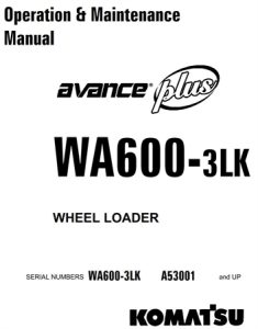 Komatsu WA600-3LK Wheel Loader Operation & Maintenance Manual